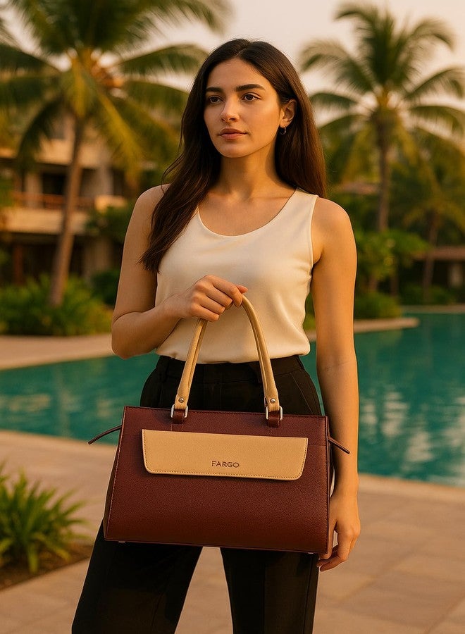 Fargo Verve Tote Bag for Women | Spacious Vegan Leather Handbag with YKK Zipper | Shoulder Bag for Office, College, Casual Use | Made in India (Brown) - Image 2